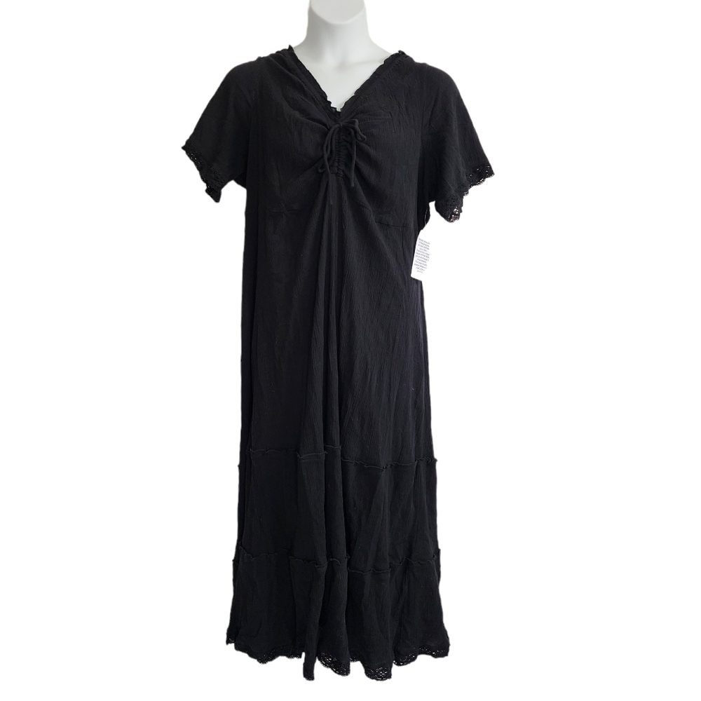 Ellos black gauze maxi dress NWT